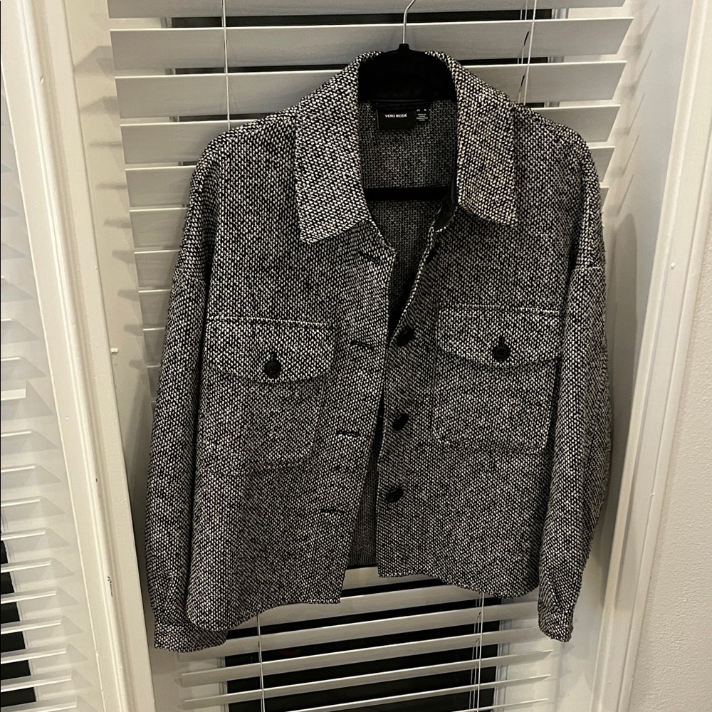 Vero Moda Black and White Textured Coat